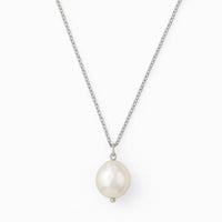 Pendant pearl necklace with a white baroque 10 mm pearl on silver chain