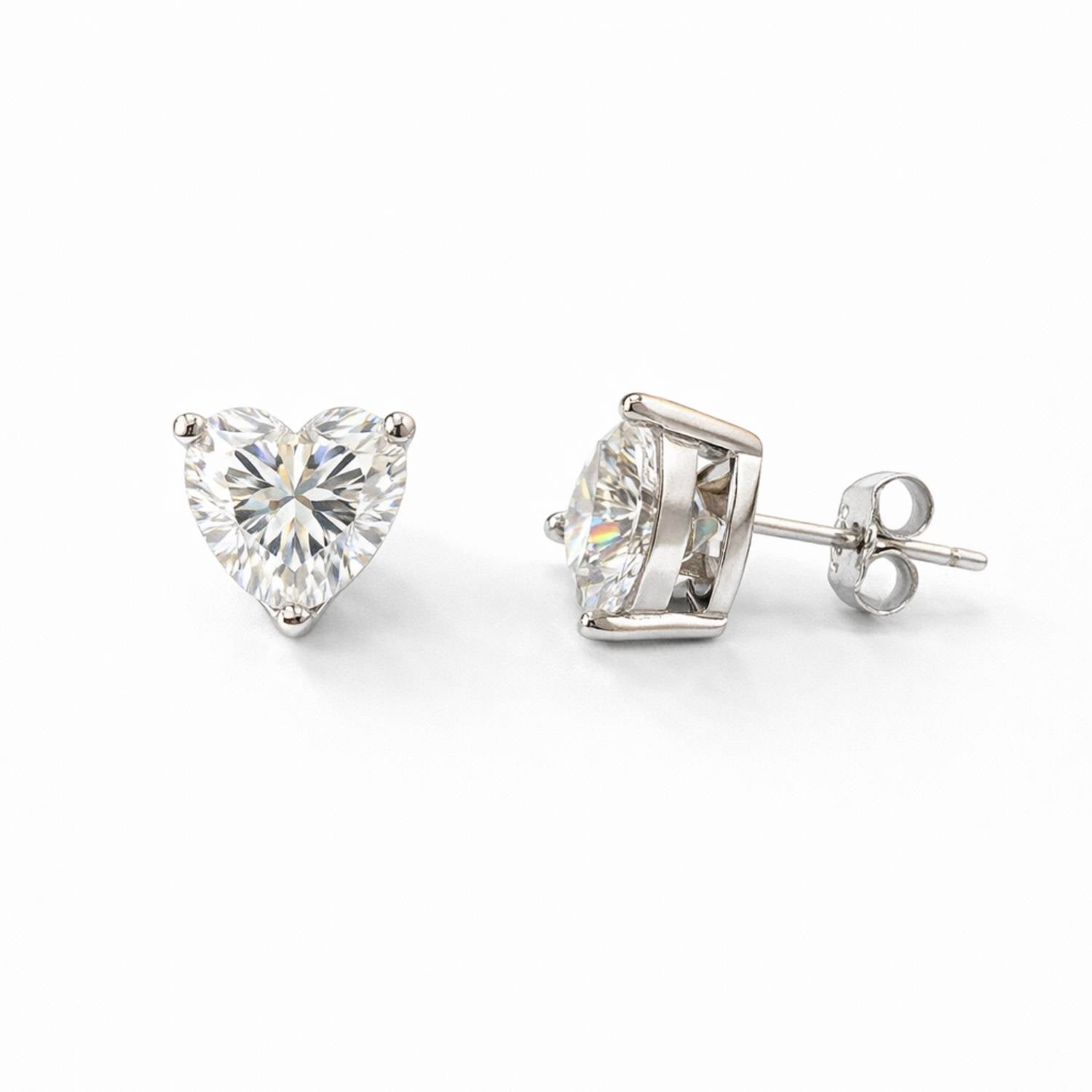 Angel Heart Moissanite Earrings 2 ct, Silver – pearlcode