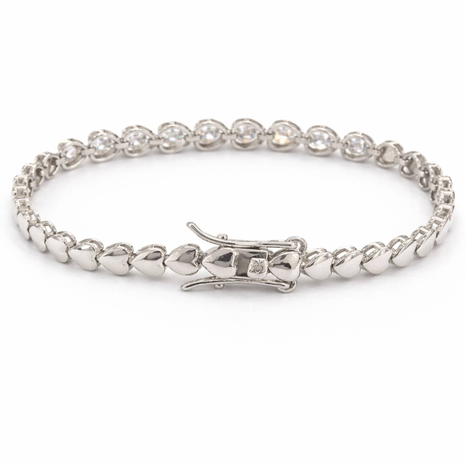 Silver Heart Tennis Bracelet 3 mm with Cubic Zirconia – pearlcode