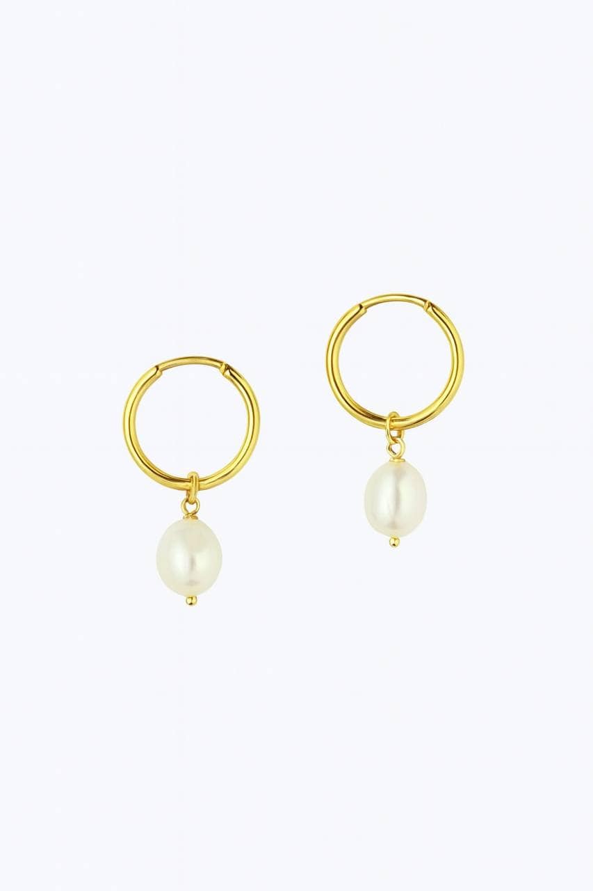 Hoop Earrings with Baroque Pearl, Gold-Plated Silver photo