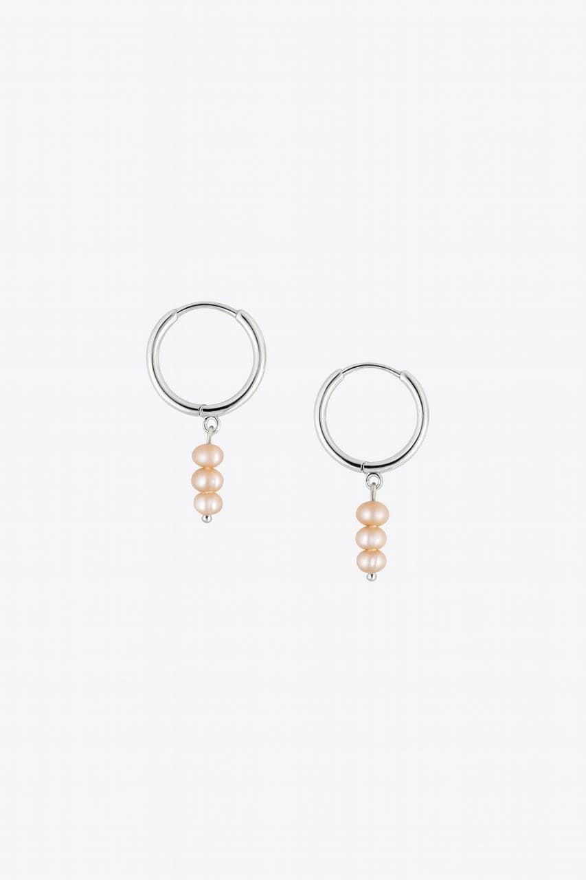 Mini Hoop Peach Pearl Earrings photo