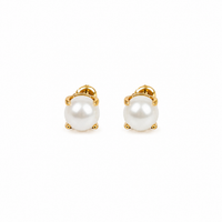 Solis Yellow Gold Pearl Stud Earrings
