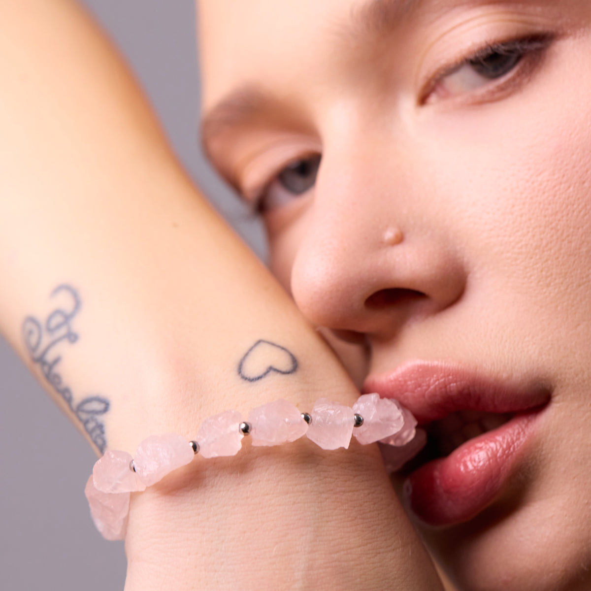 Candy Blush pink quartz bracelet, silver