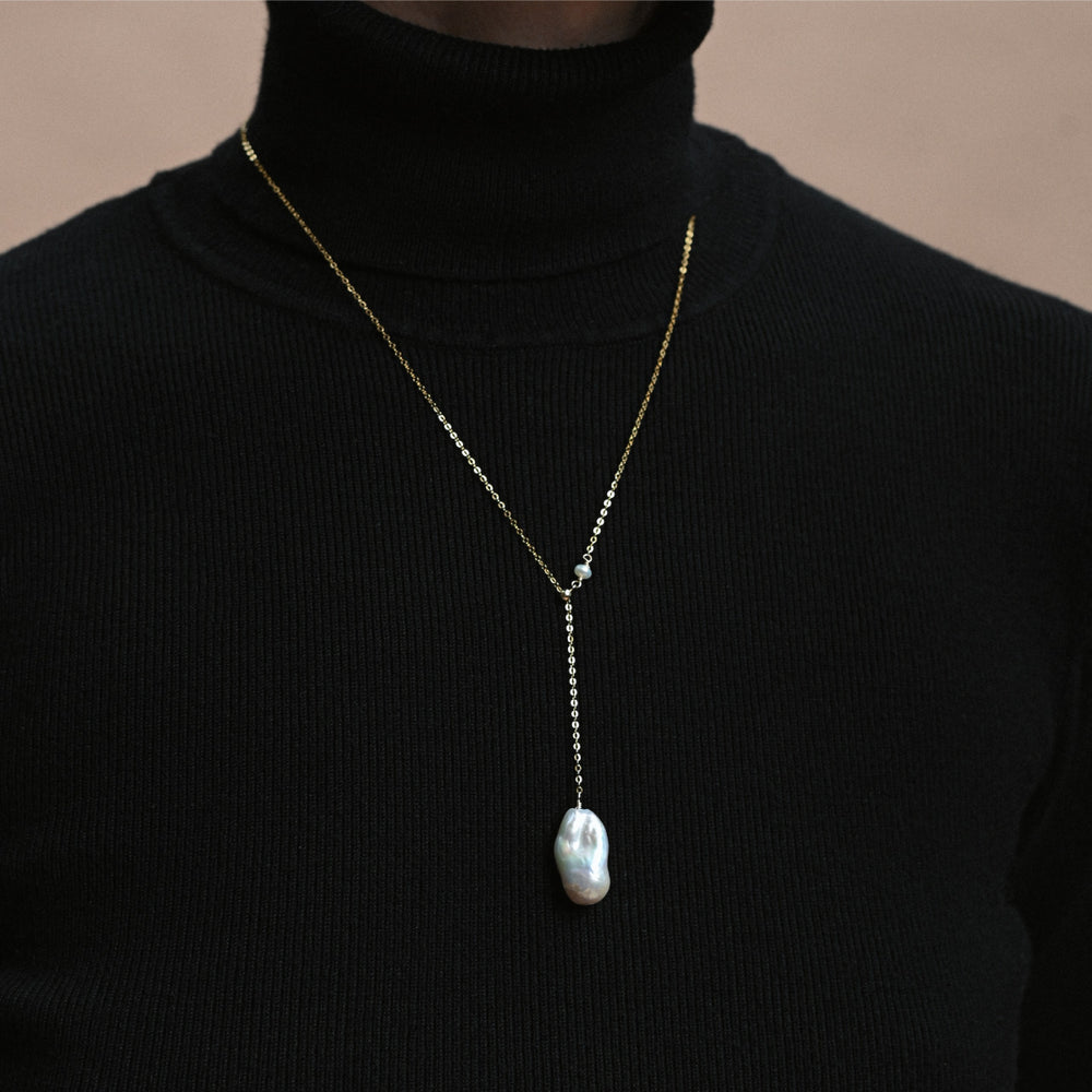 Gold-filled chain with white freshwater pearl, Venus collection