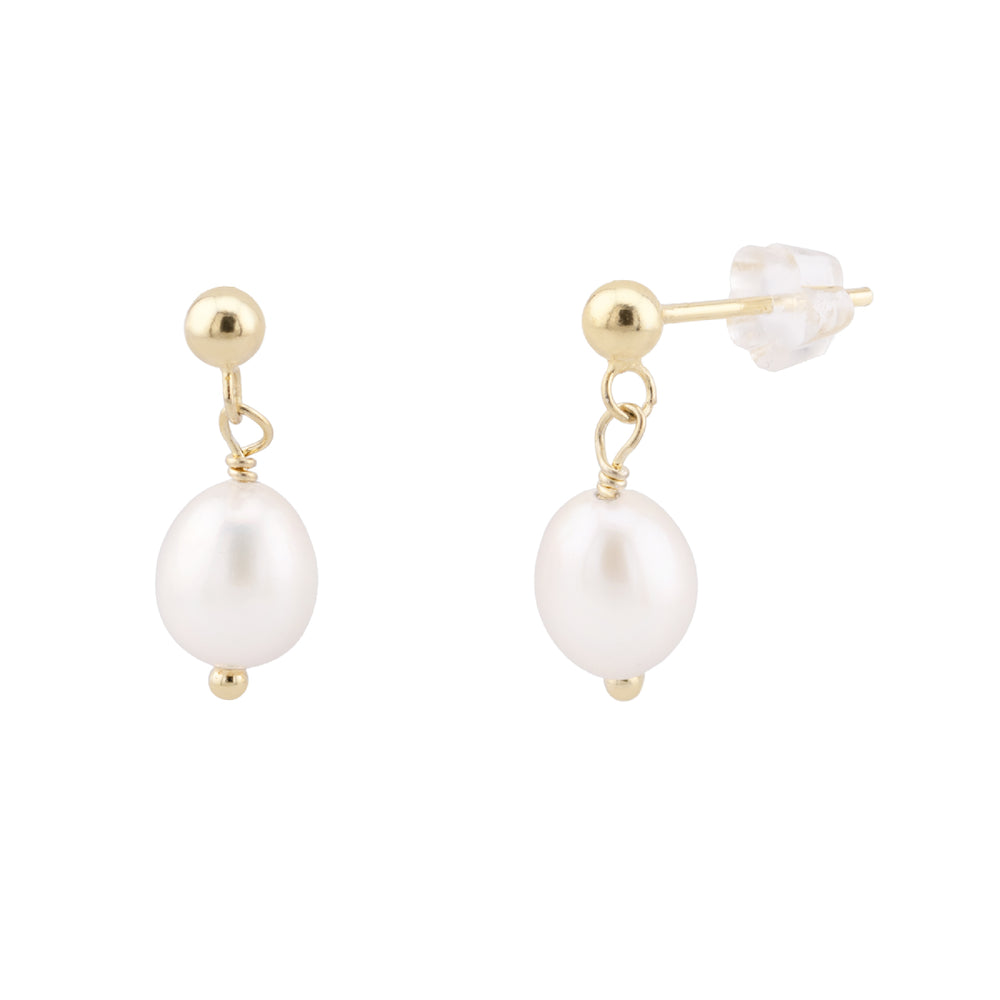 
                  
                    Drop earrings with baroque pearl, gold metal
                  
                