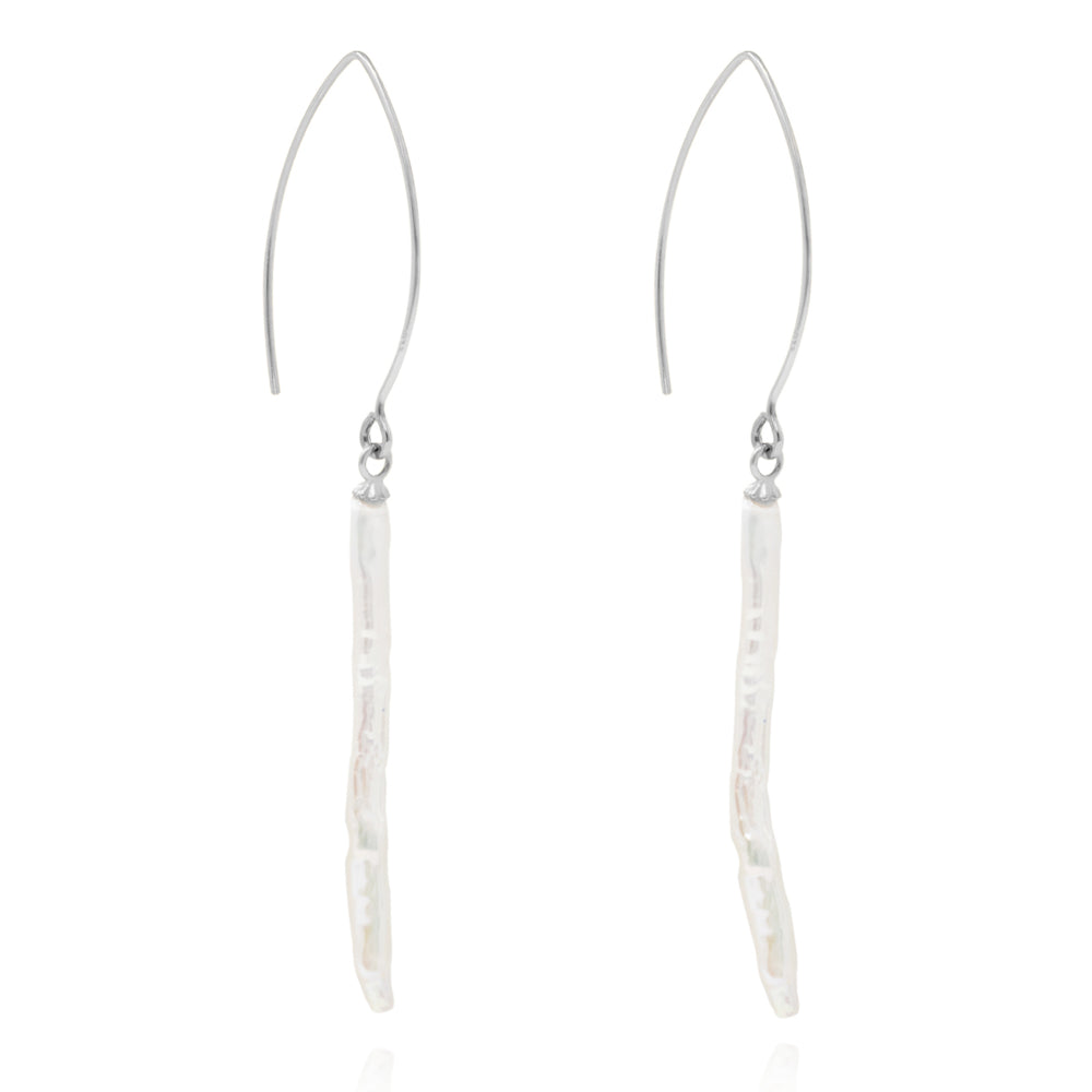 Earrings with Keshi pearl, crystalline silver