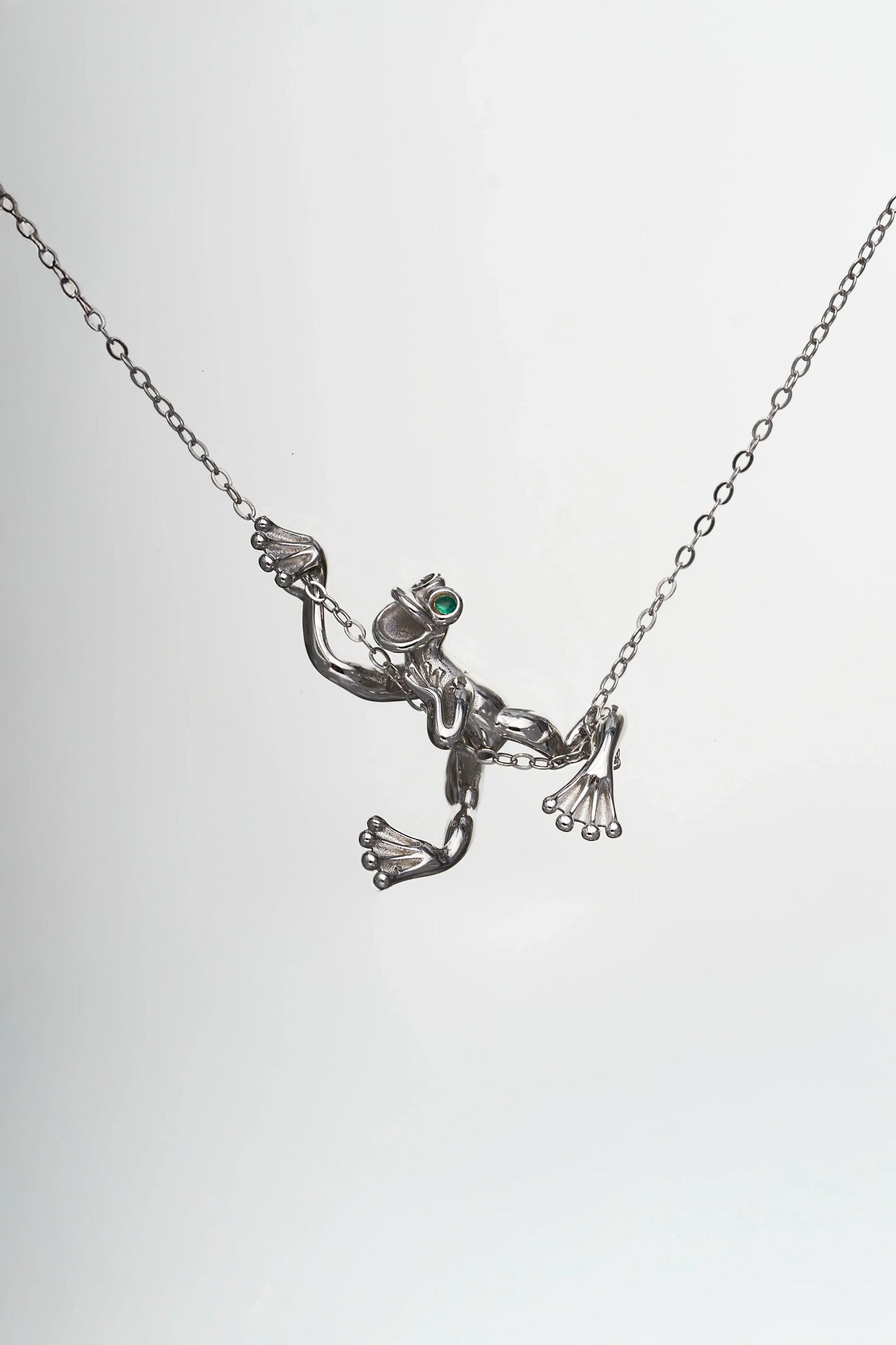 Frog Statement Necklace on silver chain