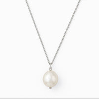 Pendant pearl necklace with a white baroque 10 mm pearl on silver chain 