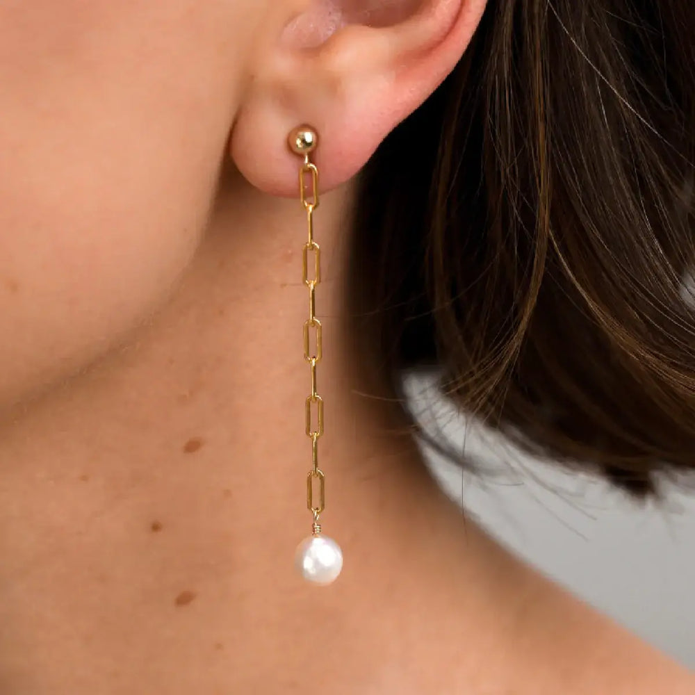 Premium White Pearl Earrings Gold filled Jewelry pearlcode