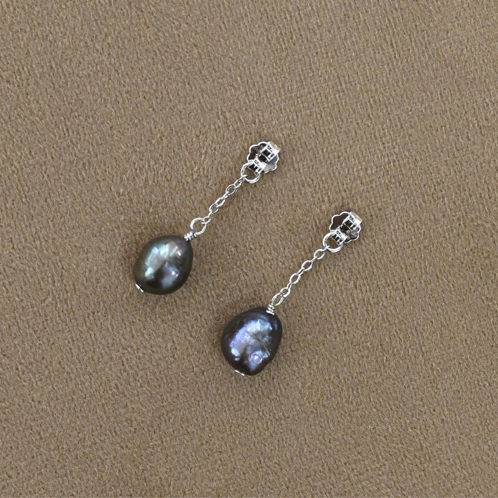 Drop Pearl Earrings with silver chain