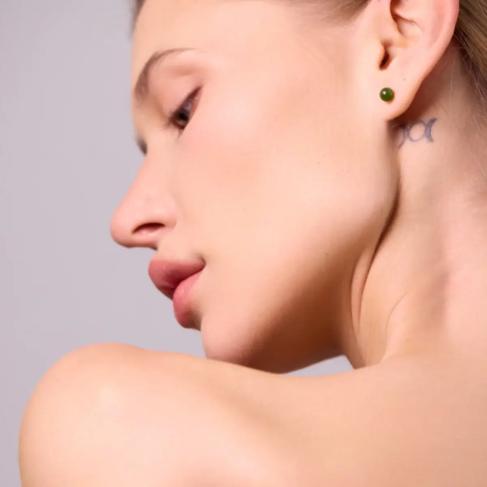 
                  
                    Stud earrings with jade stone
                  
                