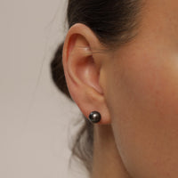 Luna White Gold Black Pearl Stud Earrings pearlcode.co photo