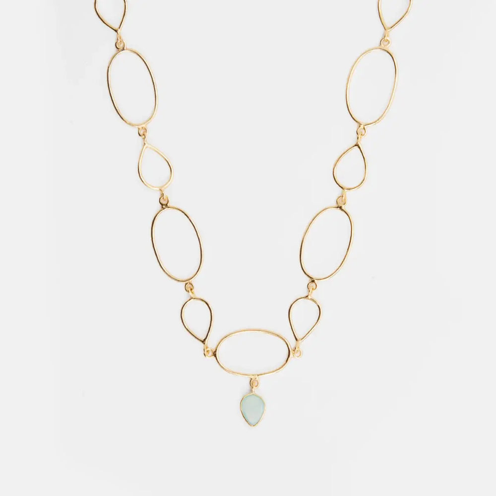 
                  
                    Necklace with aqua chalcedony gemstone, gold vermeil metal
                  
                