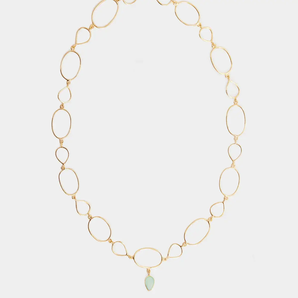
                  
                    Necklace with aqua chalcedony gemstone, gold vermeil metal
                  
                