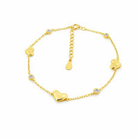 Freya Heart Chain Bracelet, Gold-plated Silver