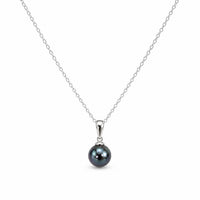 Колье и подвеска Luna с чёрным жемчугом, белое золото