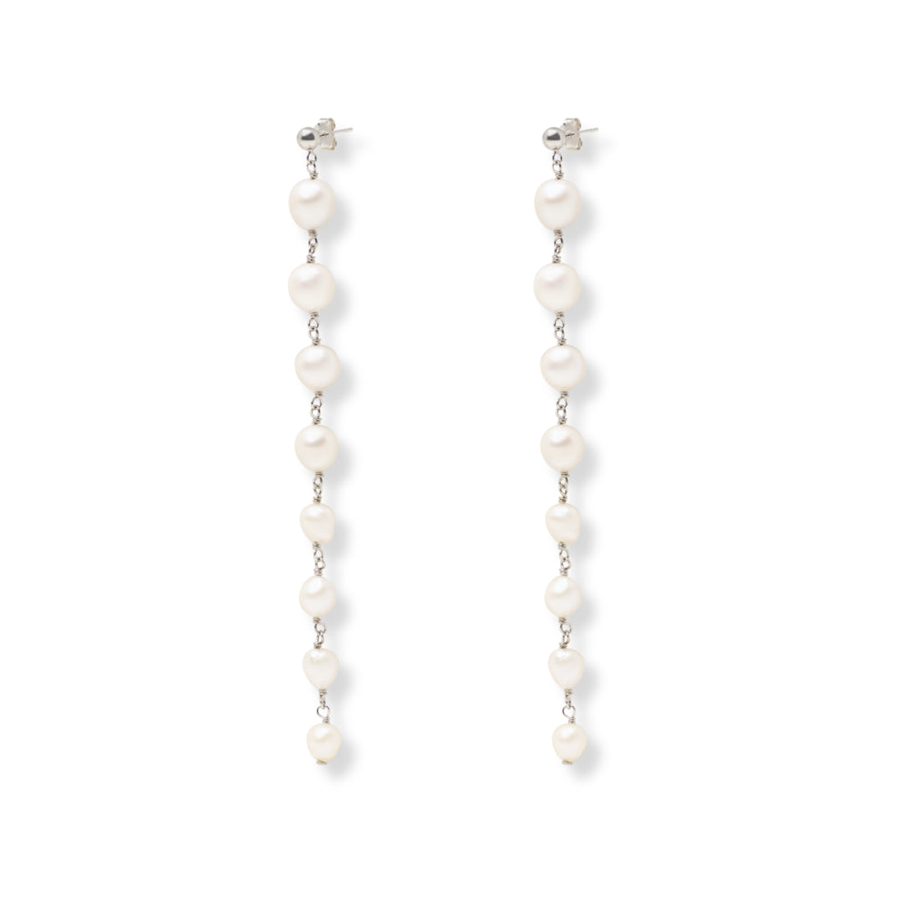 Premium White Pearl Earrings in Silver