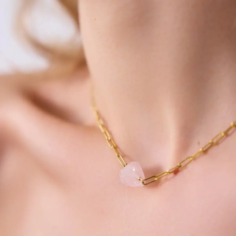 
                  
                    Rosy Glow pink quartz necklace in gold-filled
                  
                