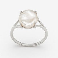 Silver ring with a large keshi pearl 