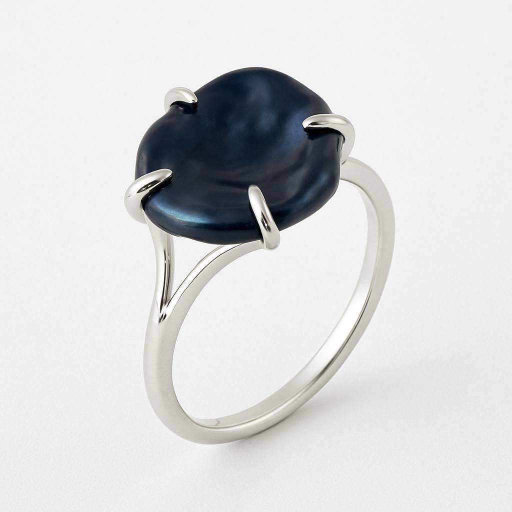 Rozeta Sunset Ring with black keshi pearl