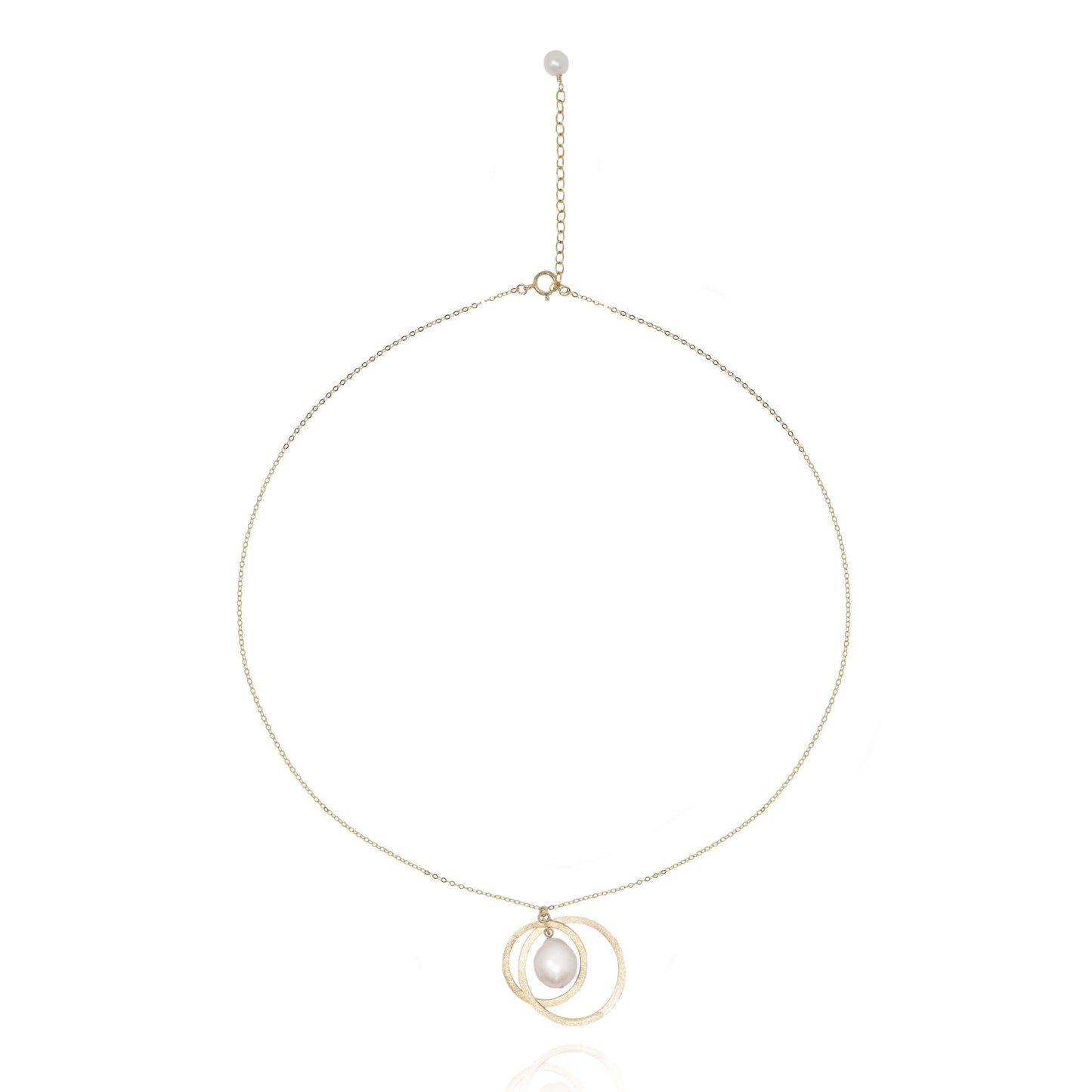 necklace with one white baroque pearl, gold-filled chain