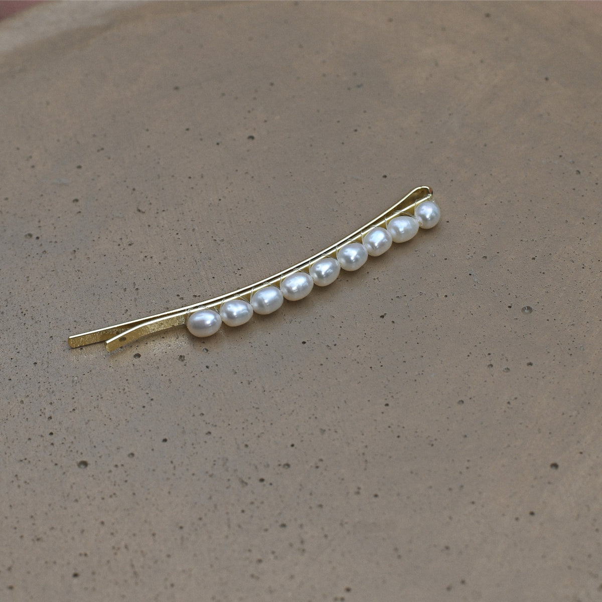 White Rice pearls Hair Pin in gold color