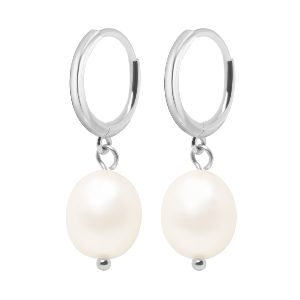 White baroque pearl earrings 6 mm in silver - Pearl Code