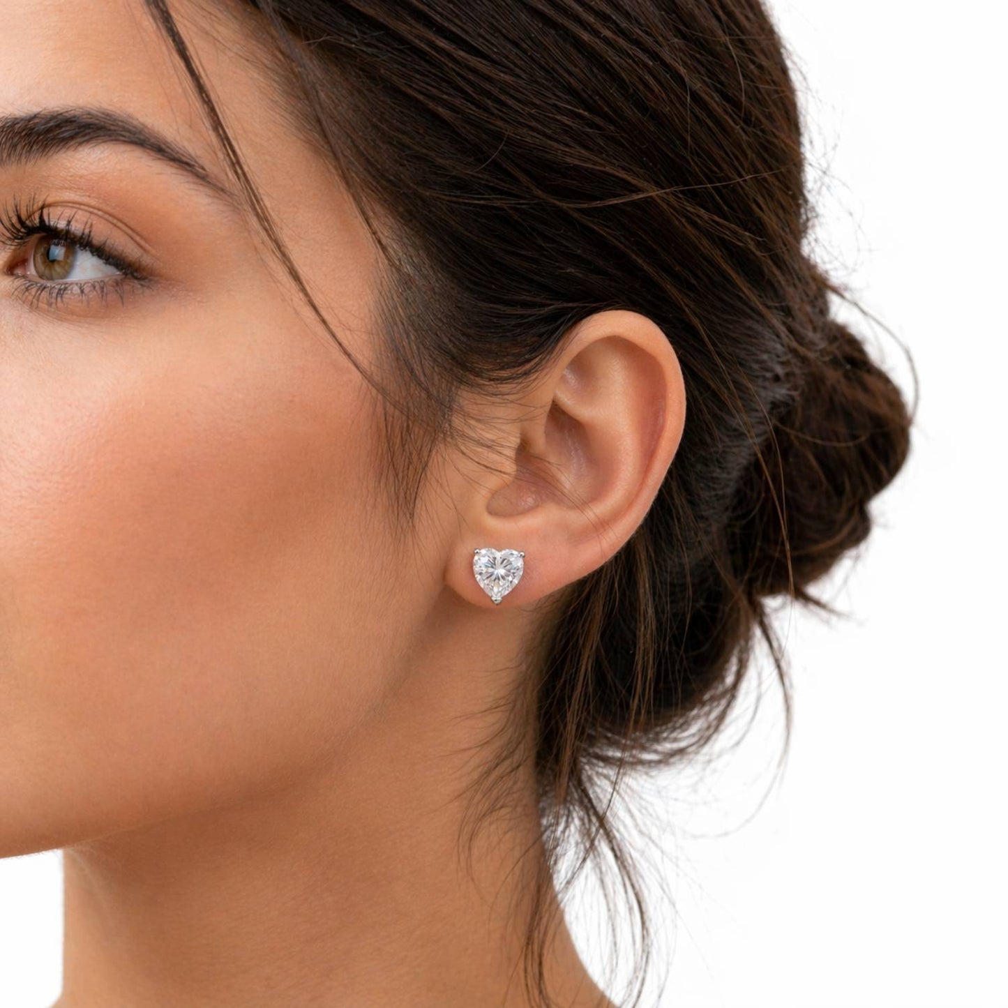 Angel Heart Moissanite Earrings 2 ct, Silver photo