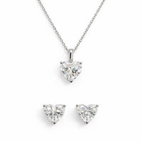 Angel Heart Moissanite Jewelry Set – Silver Necklace & Stud Earrings photo