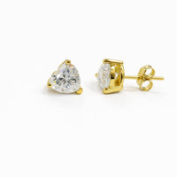 Angel Heart Moissanite Stud Earrings, Gold-Plated Silver photo