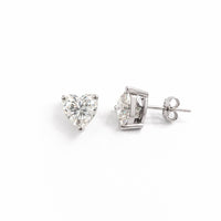 Angel Heart Moissanite Stud Earrings, Silver photo