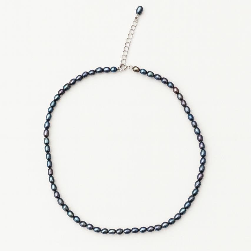 Black Baroque Rice Pearl Choker, 4 mm photo