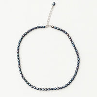 Black Baroque Rice Pearl Choker, 4 mm photo