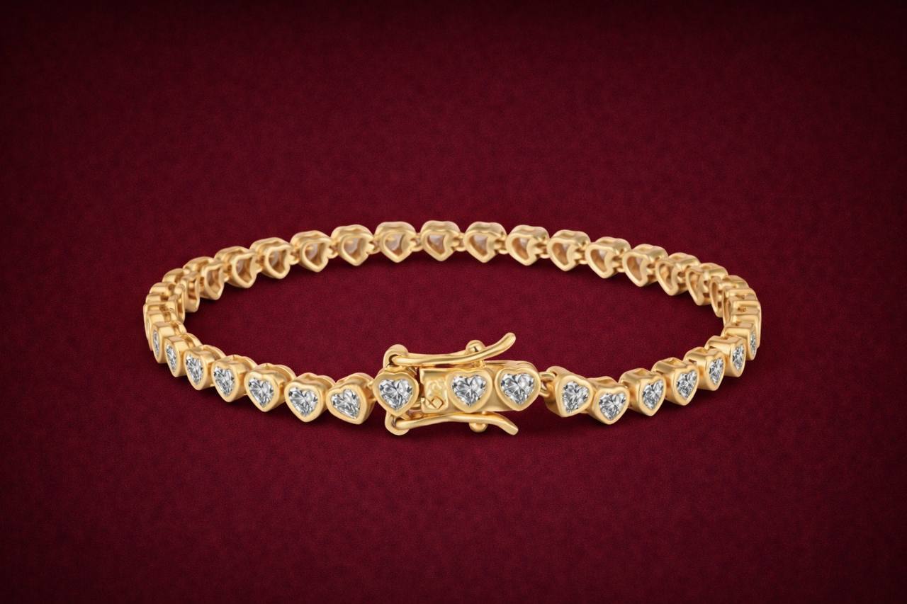 Celine Heart Tennis Bracelet 5 mm, Gold photo