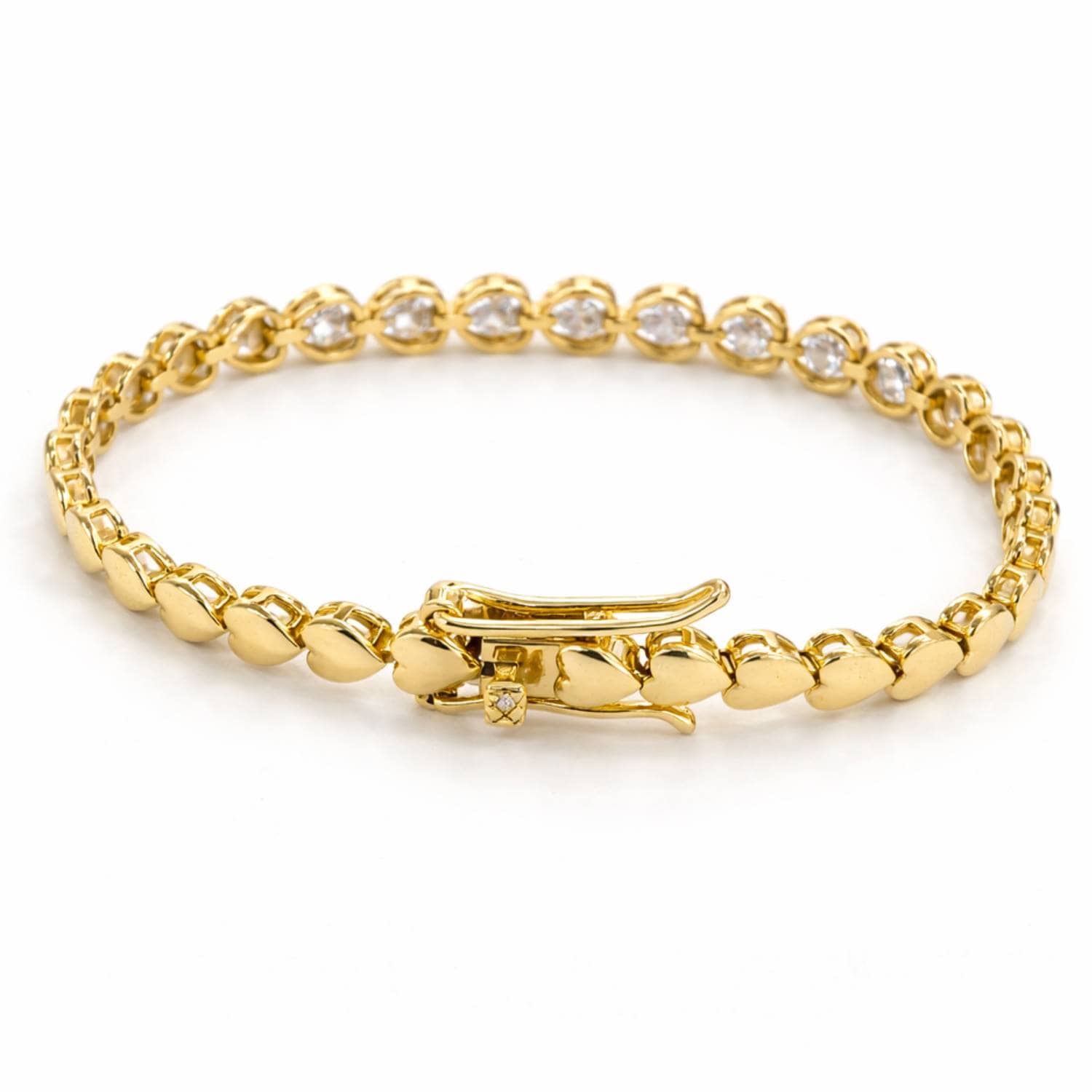 Bold Gold Heart Tennis Bracelet 5 mm With Cubic Zirconia – pearlcode