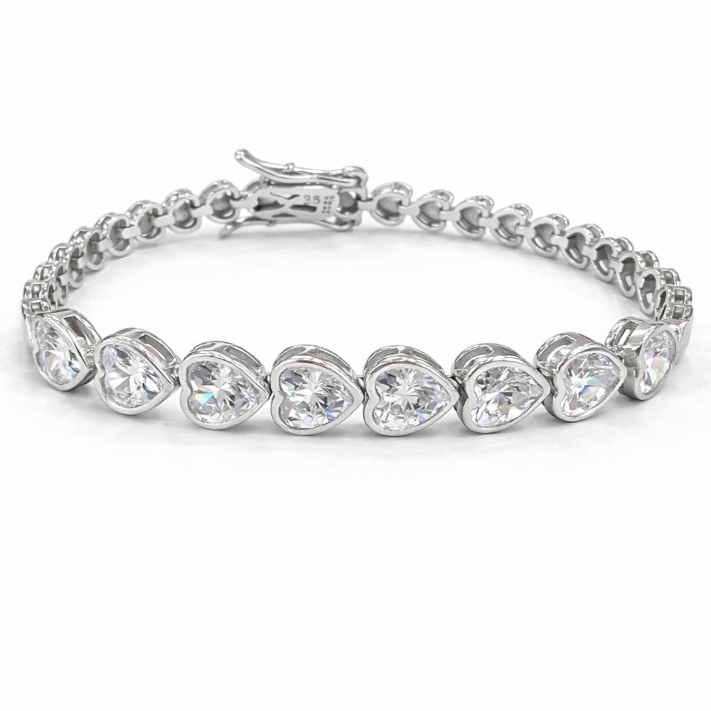 Celine Heart Tennis Bracelet 5 mm, Silver photo