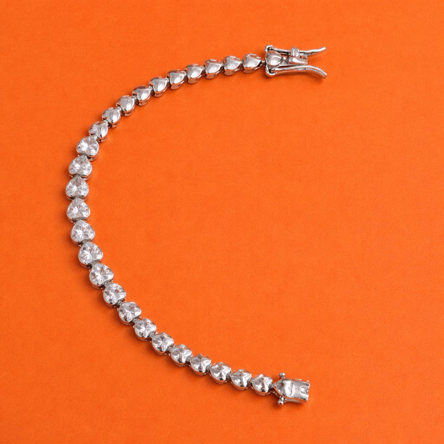 Statement Silver Heart Tennis Bracelet 5 mm With Cubic Zirconia