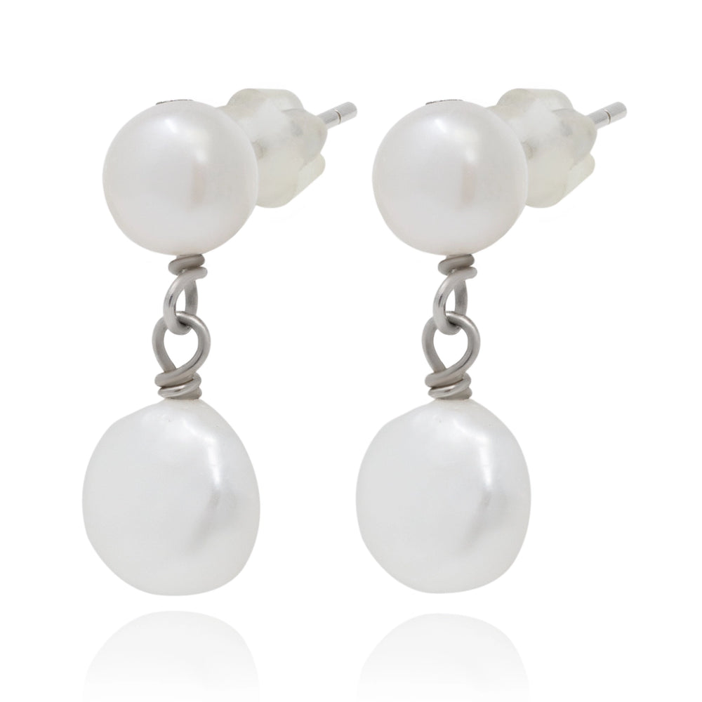 Pearl baroque earrings princess silver - pearlcode