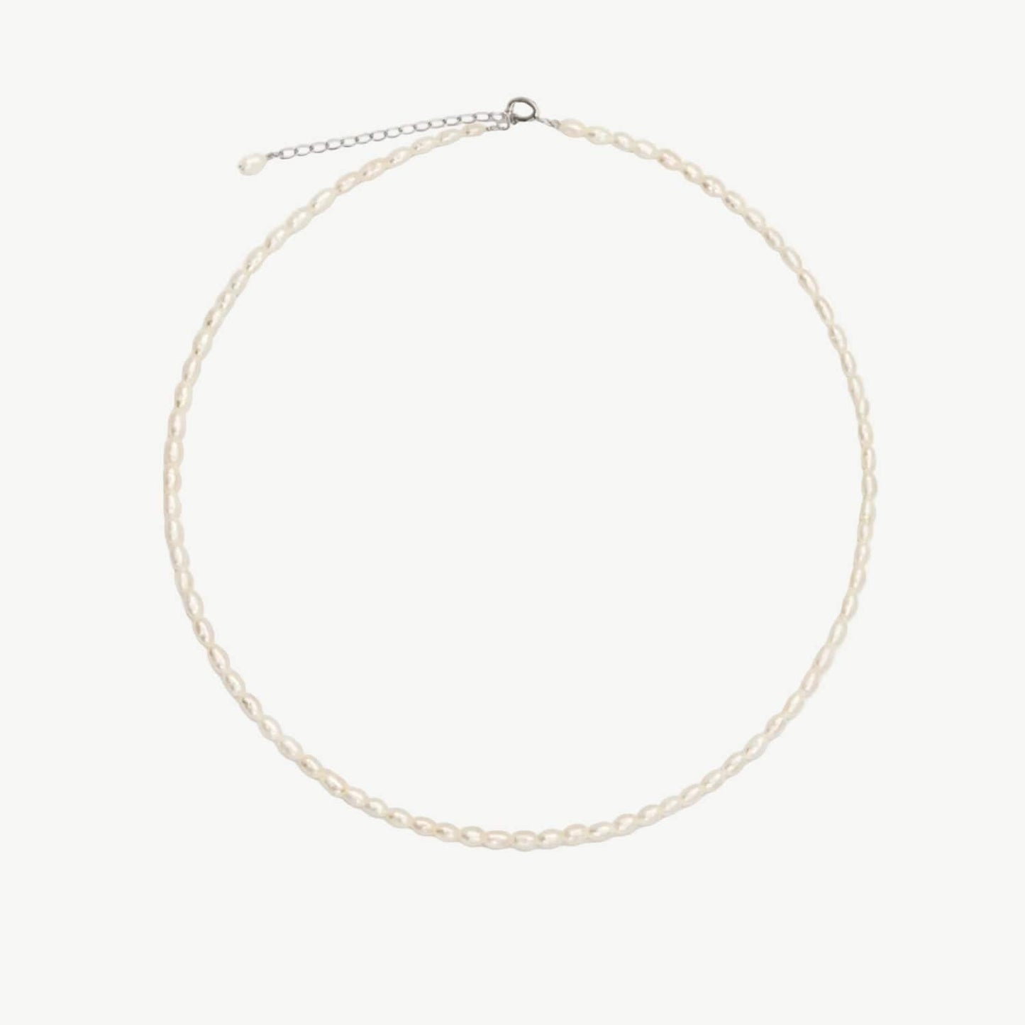 Choker rice baroque pearls 4 mm, silver photo