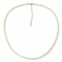 Choker rice baroque pearls 4 mm, silver photo