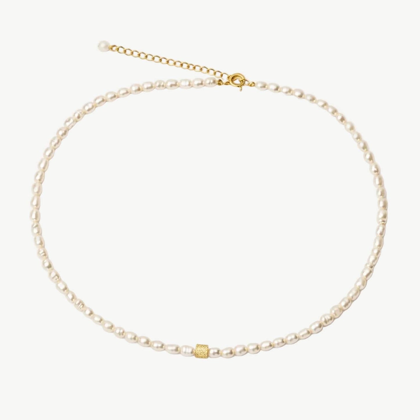 Choker Rice Pearls with Cube, Gold-Plated Silver photo