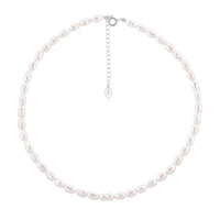 Choker white rice pearl 6 mm silver photo