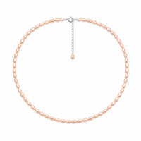 Choker with peach rice pearl 4 mm silver photo