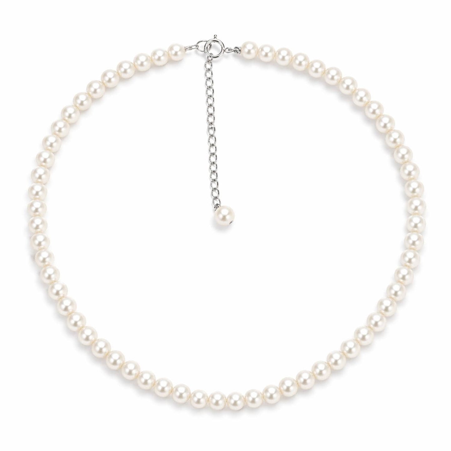 Choker with White Round Baroque Pearls, 6 mm photo