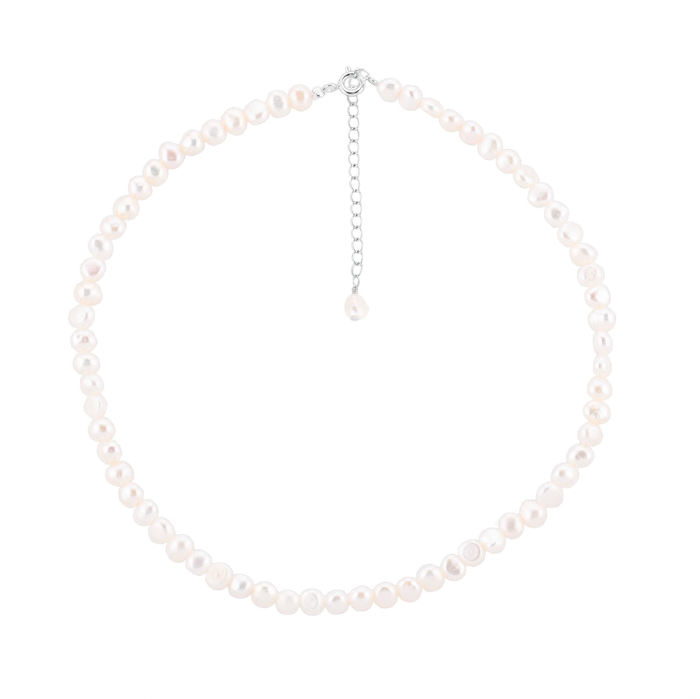 Choker with baroque white pearl 5 mm