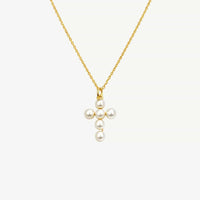 Cross Necklace with Pearls, Gold photo
