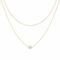 Double-Chain Necklace with Pearl Pendant photo