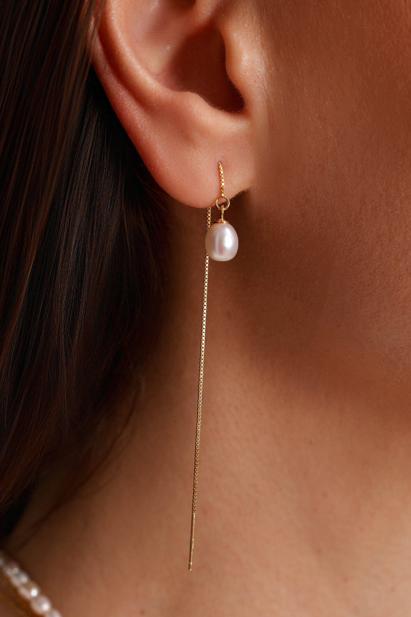 Flow pearl earrings, gold and silver photo