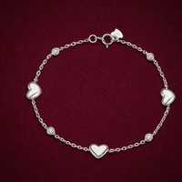 Freya Heart Chain Bracelet, Silver photo