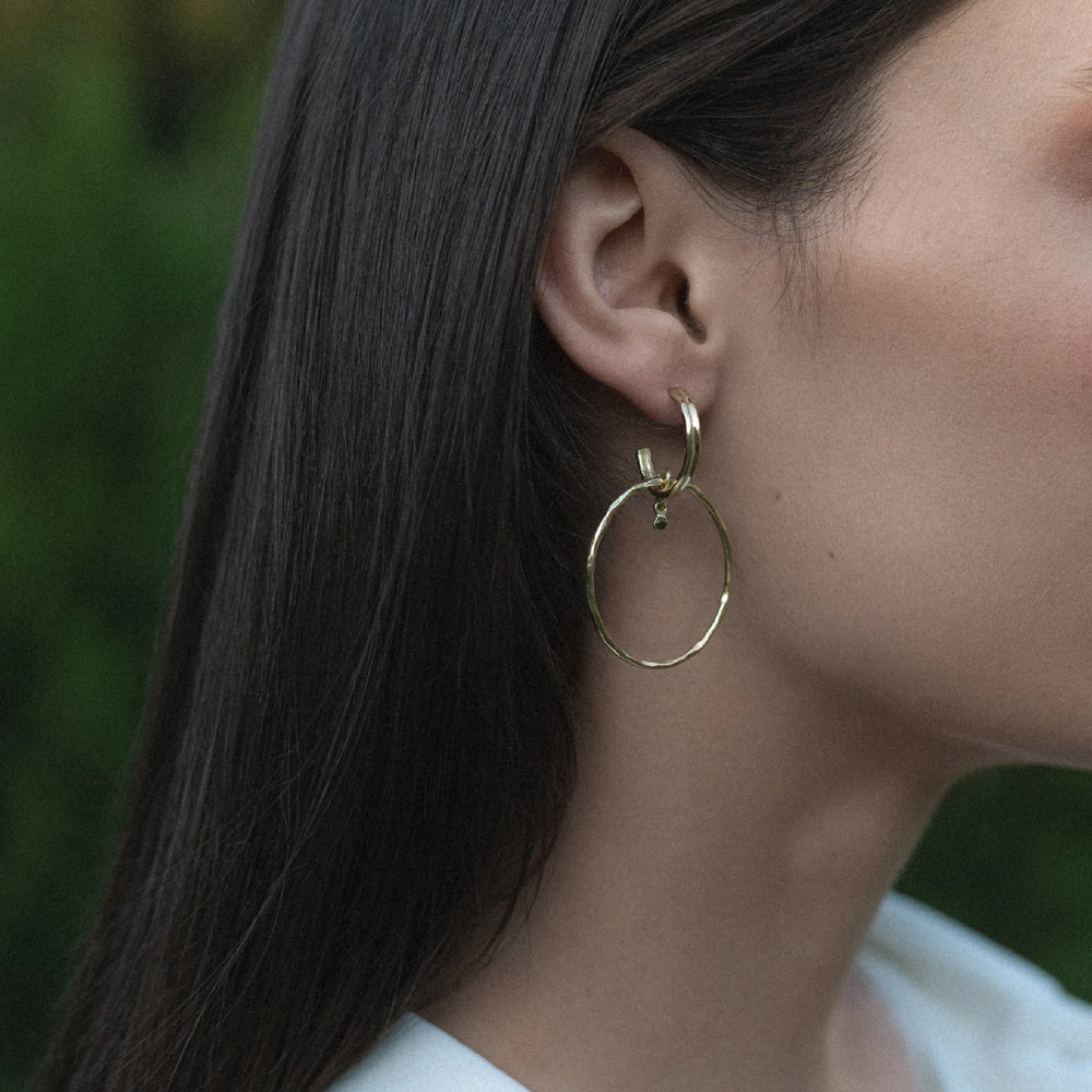 
                  
                    Muse Green Tourmaline Earrings with two hoops, gold vermeil
                  
                